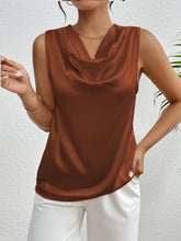 Sleeveless Silk Top Cowl Neck Silk Tank Top For Spring & Summer